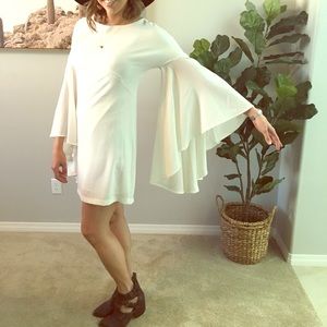 Nasty Gal Bell Sleeve Mini Dress  white- Small